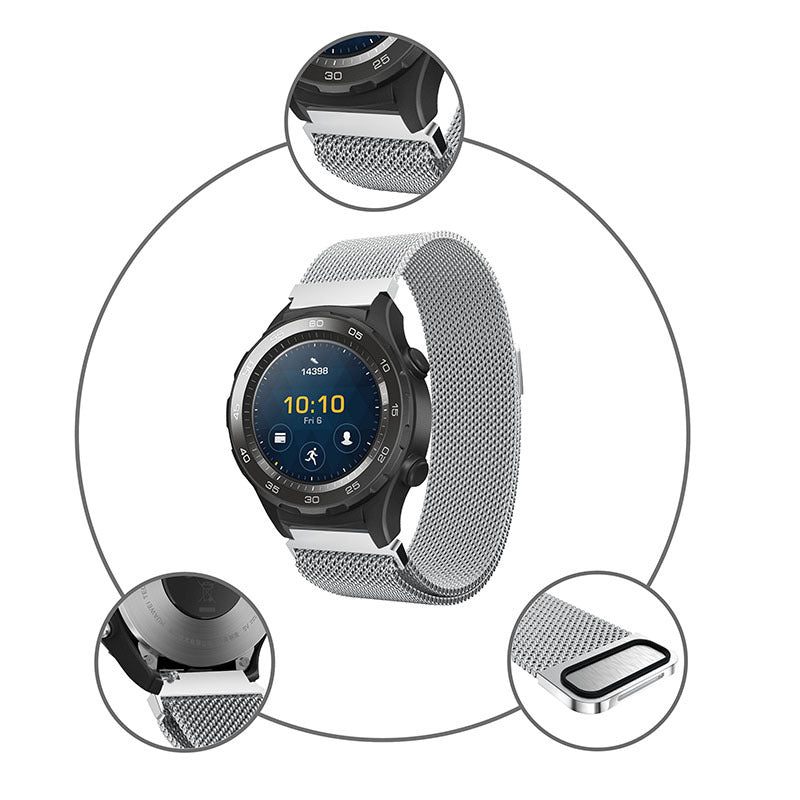 SYSTEM-S Armband 20 mm Milanese aus Metall breit für Samsung Galaxy Watch 4 Smartwatch