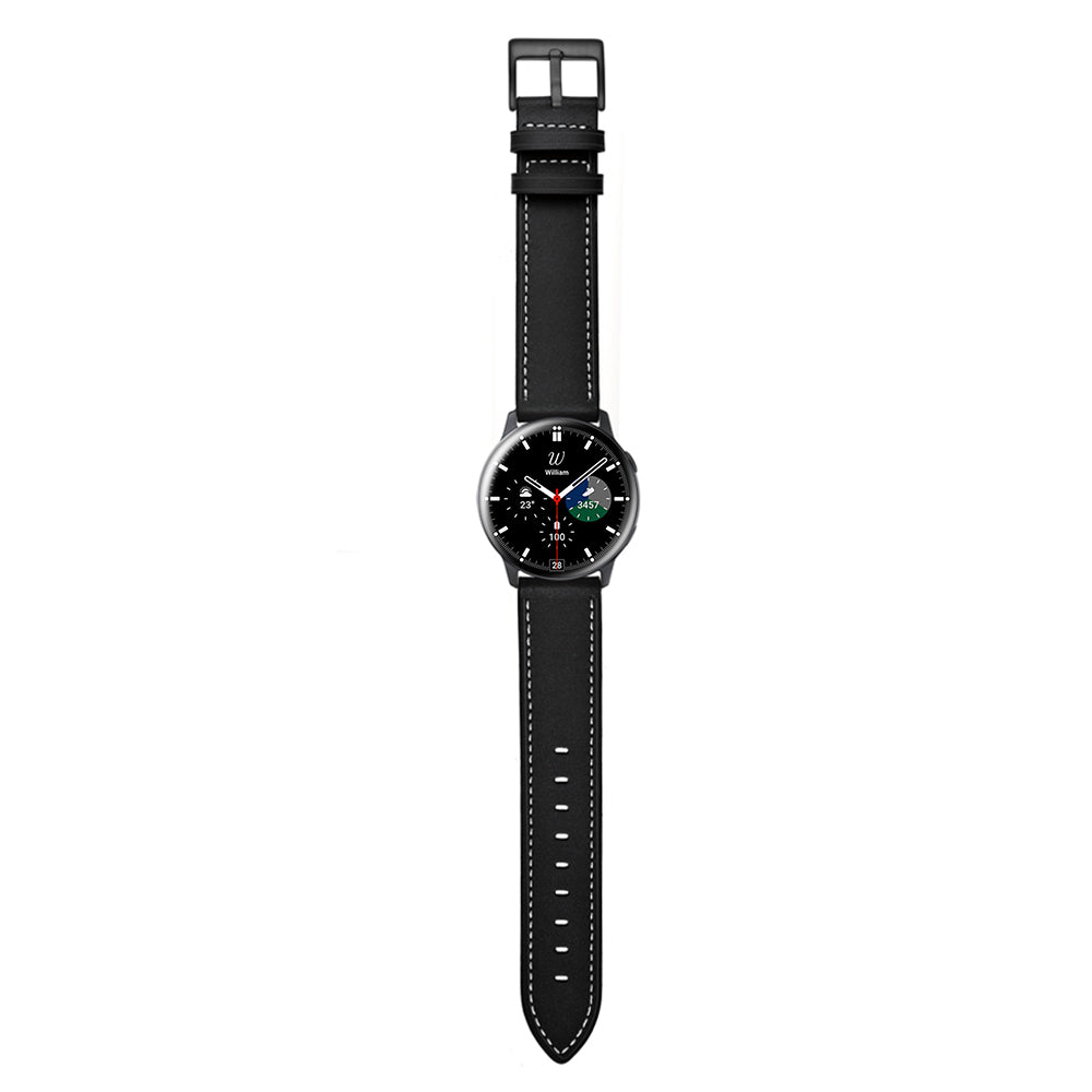 SYSTEM-S sveigjanleg sílikonól 20mm fyrir Samsung Galaxy Watch 4 snjallúr, svört
