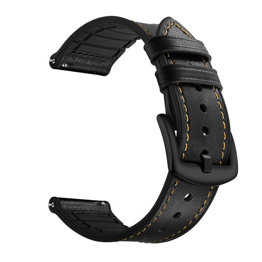 SYSTEM-S sveigjanleg sílikonól 20mm fyrir Samsung Galaxy Watch 4 snjallúr, svört