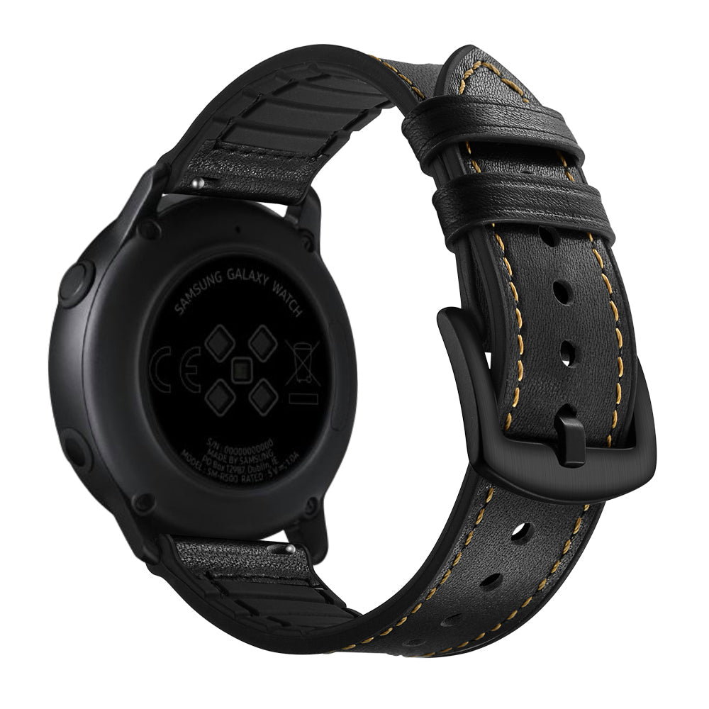 SYSTEM-S sveigjanleg sílikonól 20mm fyrir Samsung Galaxy Watch 4 snjallúr, svört