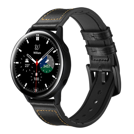 SYSTEM-S sveigjanleg sílikonól 20mm fyrir Samsung Galaxy Watch 4 snjallúr, svört