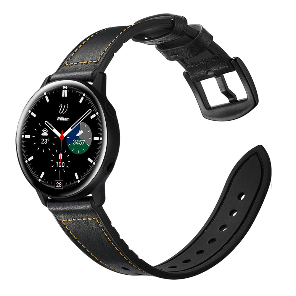 SYSTEM-S sveigjanleg sílikonól 20mm fyrir Samsung Galaxy Watch 4 snjallúr, svört