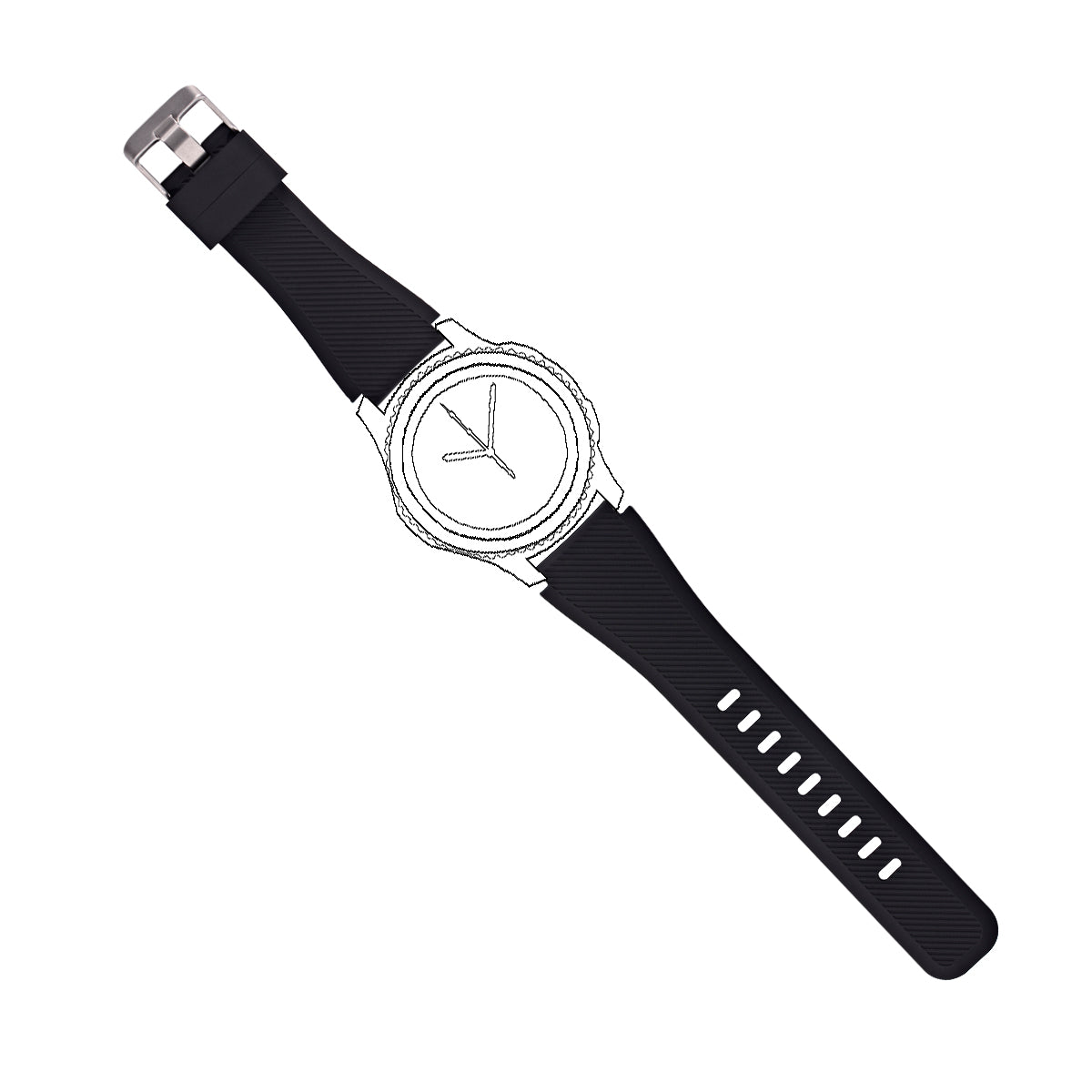 SYSTEM-S Armband flexibel aus Silikon 22mm für Samsung Gear S3 Smartwatch in Schwarz