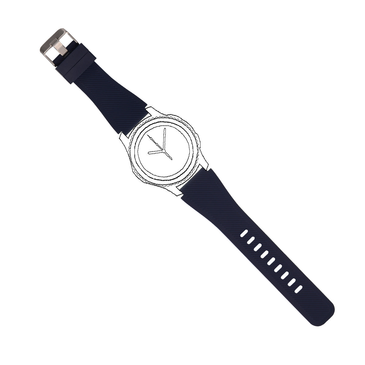 SYSTEM-S flexible silicone strap 20mm for Huawei Watch 2 Smartwatch Dark Blue