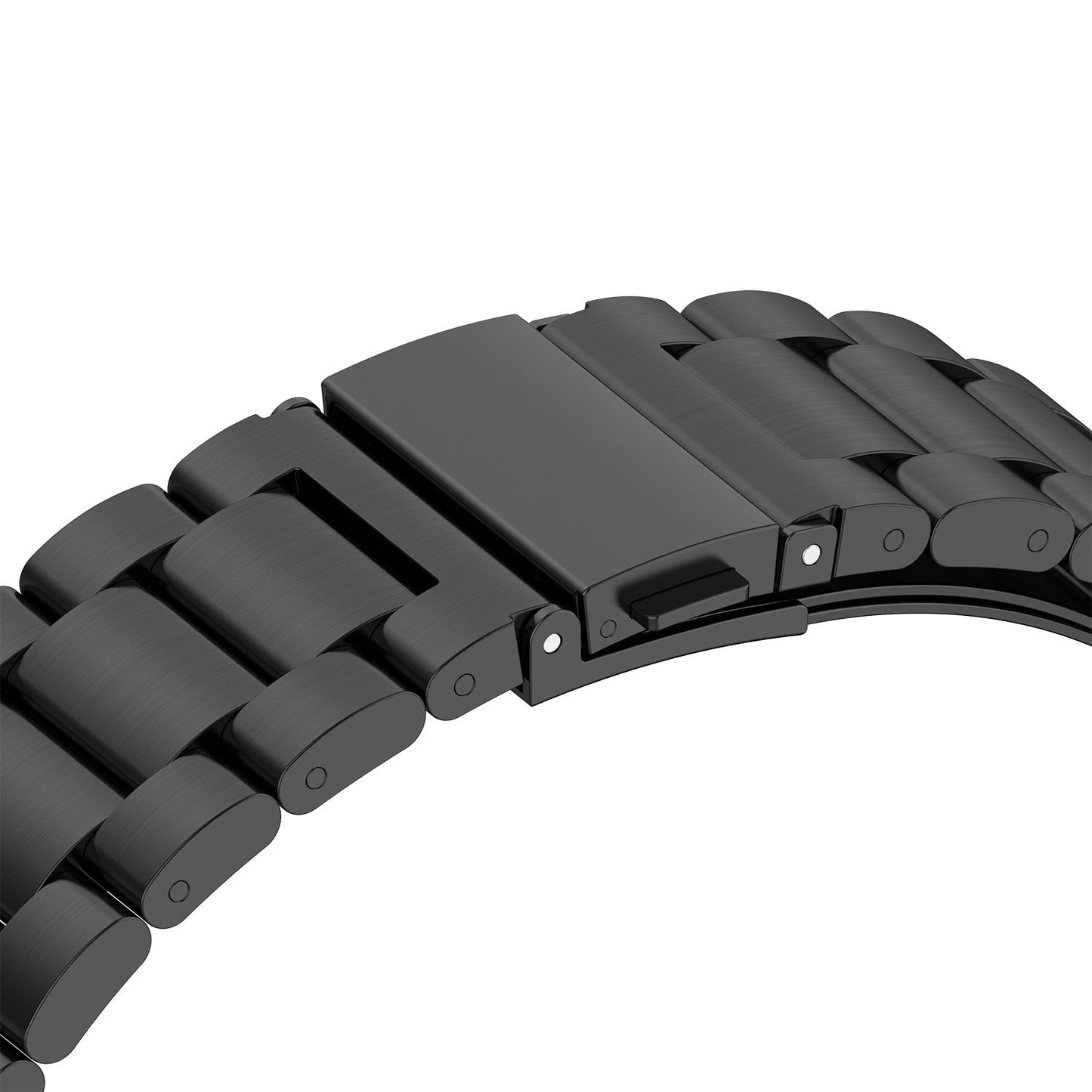 SYSTEM-S Armband 22mm aus rostfreiem Stahl mit Kippfaltschließe für Smartwatch in Schwarz