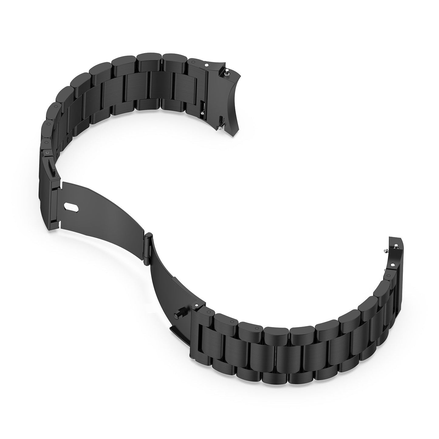 SYSTEM-S Armband 22mm aus rostfreiem Stahl mit Kippfaltschließe für Smartwatch in Schwarz