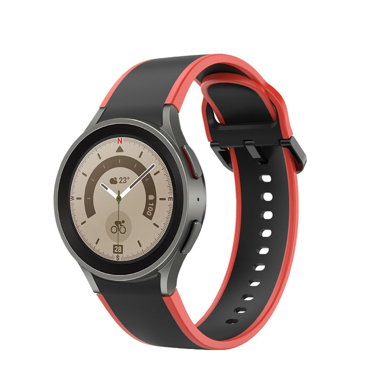 SYSTEM-S 20 mm sílikonól fyrir Samsung Galaxy Watch 5 4 snjallúr, rauð og svört
