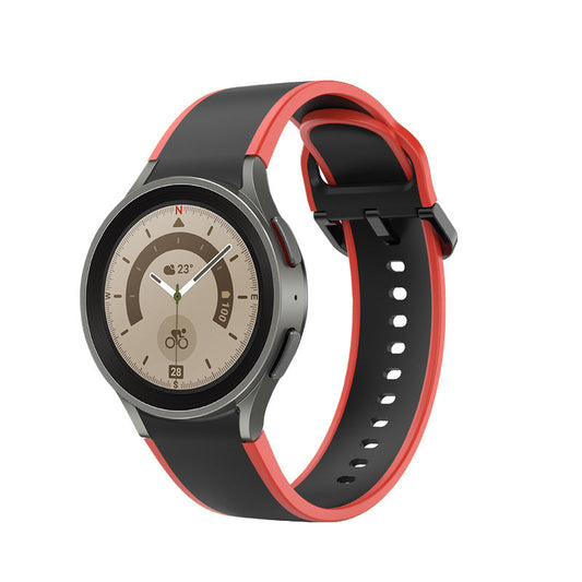 SYSTEM-S 20 mm sílikonól fyrir Samsung Galaxy Watch 5 4 snjallúr, rauð og svört