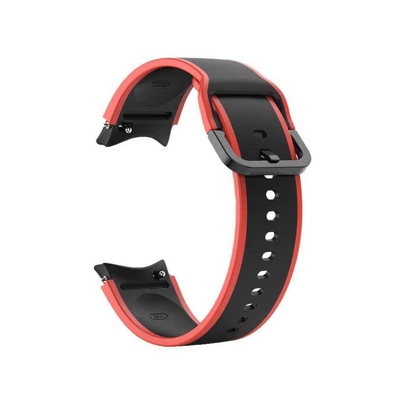 SYSTEM-S 20 mm sílikonól fyrir Samsung Galaxy Watch 5 4 snjallúr, rauð og svört