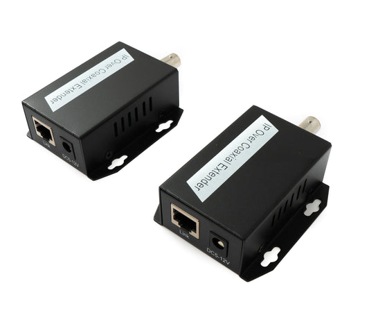 SYSTEM-S 75 Ohm IP útvíkkarasett LAN RJ45 til BNC koax snúra í svörtu