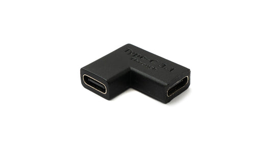 SYSTEM-S USB 3.1 millistykki af gerðinni C, kvenkyns í kvenkyns, vinklaður snúra, svartur