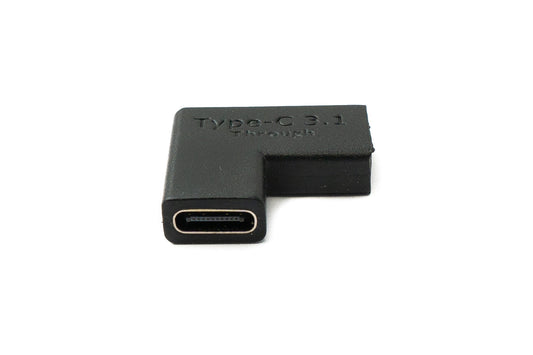 SYSTEM-S USB 3.1 millistykki af gerðinni C, kvenkyns í kvenkyns, vinklaður snúra, svartur