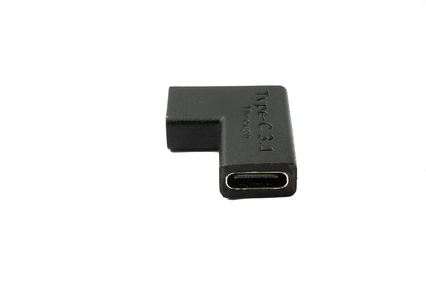 SYSTEM-S USB 3.1 millistykki af gerðinni C, kvenkyns í kvenkyns, vinklaður snúra, svartur