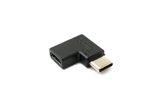 SYSTEM-S USB 3.1 millistykki af gerð C karlkyns í kvenkyns hornsnúra í svörtu