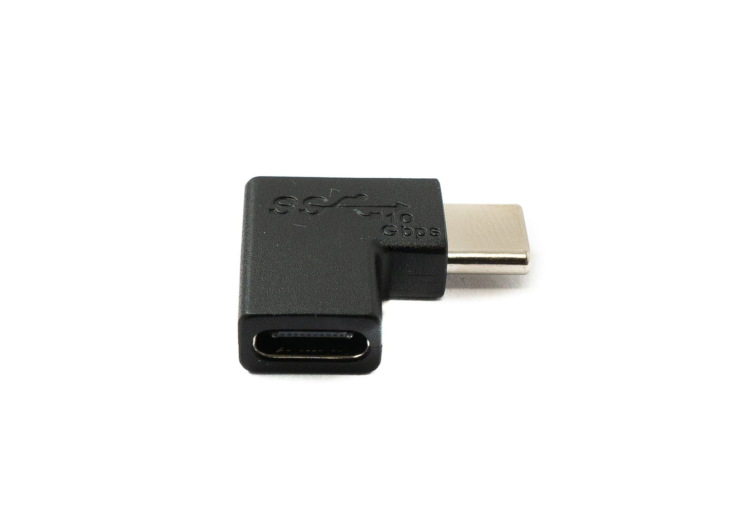 SYSTEM-S USB 3.1 millistykki af gerð C karlkyns í kvenkyns hornsnúra í svörtu