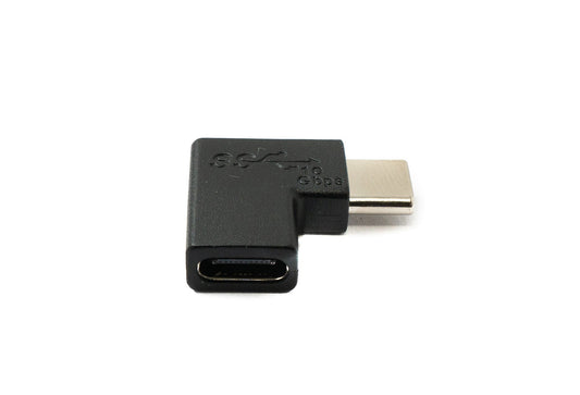 SYSTEM-S USB 3.1 millistykki af gerð C karlkyns í kvenkyns hornsnúra í svörtu