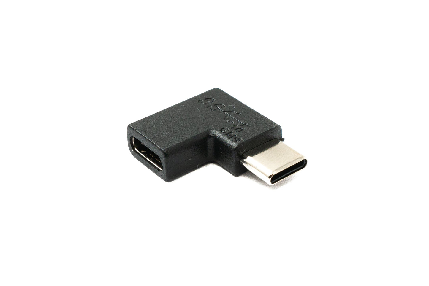 SYSTEM-S USB 3.1 millistykki af gerð C karlkyns í kvenkyns hornsnúra í svörtu