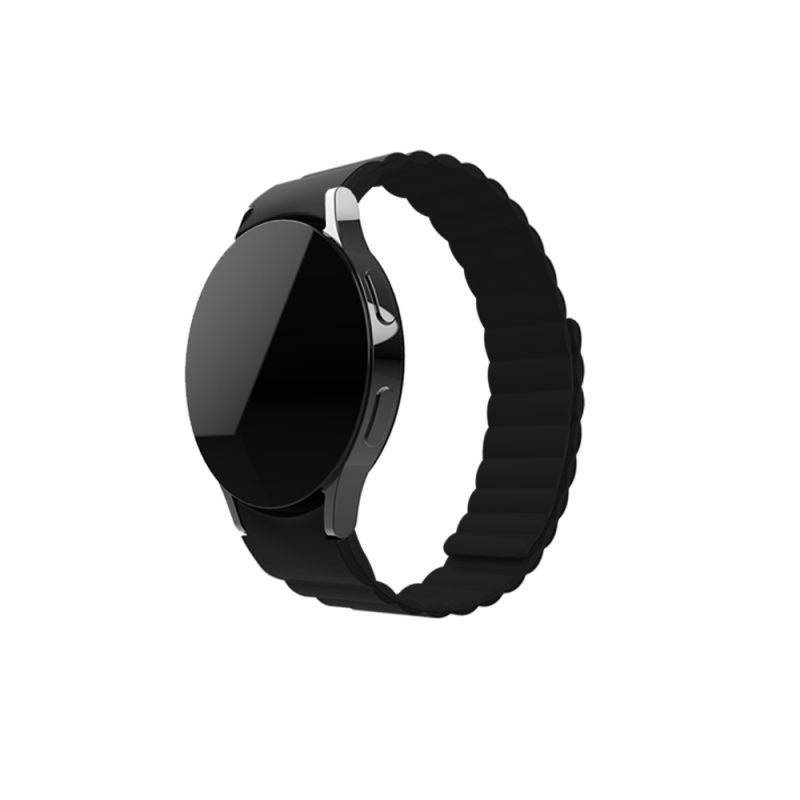 SYSTEM-S 20 mm segulband úr sílikoni fyrir Samsung Galaxy Watch 5 4 í svörtu