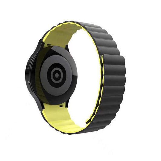 SYSTEM-S 20 mm silicone magnetic strap for Samsung Galaxy Watch 5 4 Black Yellow