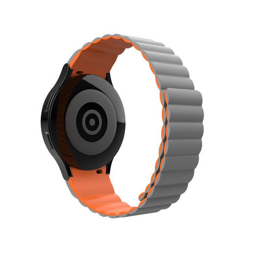 SYSTEM-S 20 mm silicone magnetic bracelet for Samsung Galaxy Watch 5 4 in grey orange