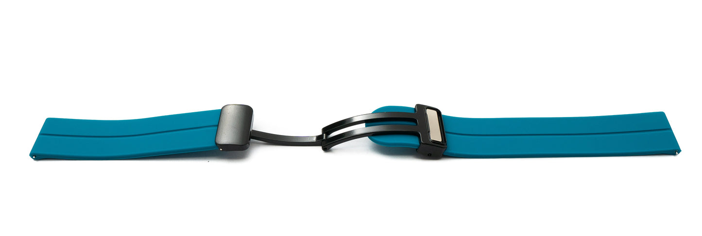 SYSTEM-S 20 mm silicone strap with folding clasp for Smartwatch in blue
