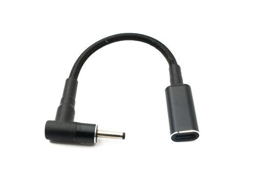 SYSTEM-S DC 20V snúra 15 cm 3.0 x 1.1 karlkyns í USB 3.1 Tegund C kvenkyns fléttað vinklað