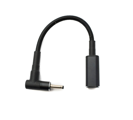 SYSTEM-S DC 20V snúra 15 cm 3.0 x 1.1 karlkyns í USB 3.1 Tegund C kvenkyns fléttað vinklað
