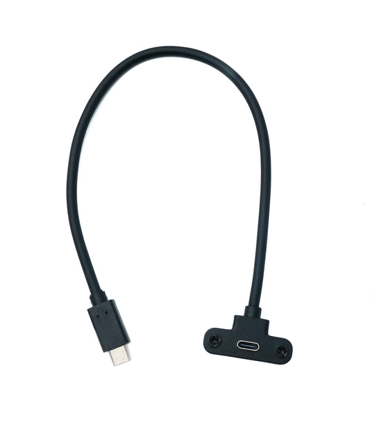 SYSTEM-S USB 3.1 Gen 2 Cable 30 cm Type C Male to Female Flat Panel Mount 10 Gbit/s 100W