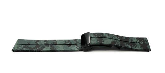 SYSTEM-S 20 mm silicone strap with folding clasp for Smartwatch with camouflage print in grey
