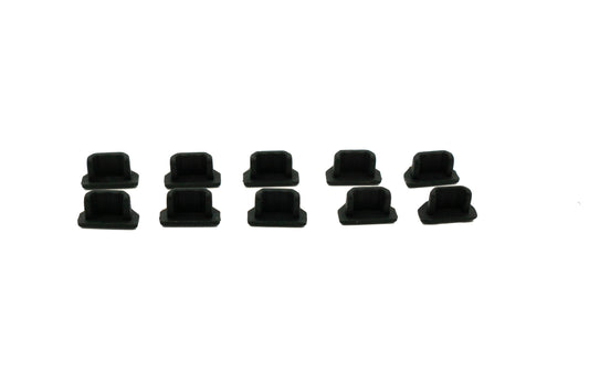 SYSTEM-S 10x USB Micro B Port Cover Silicone Anti Dust Protection 7 x 2 mm Plug in Black