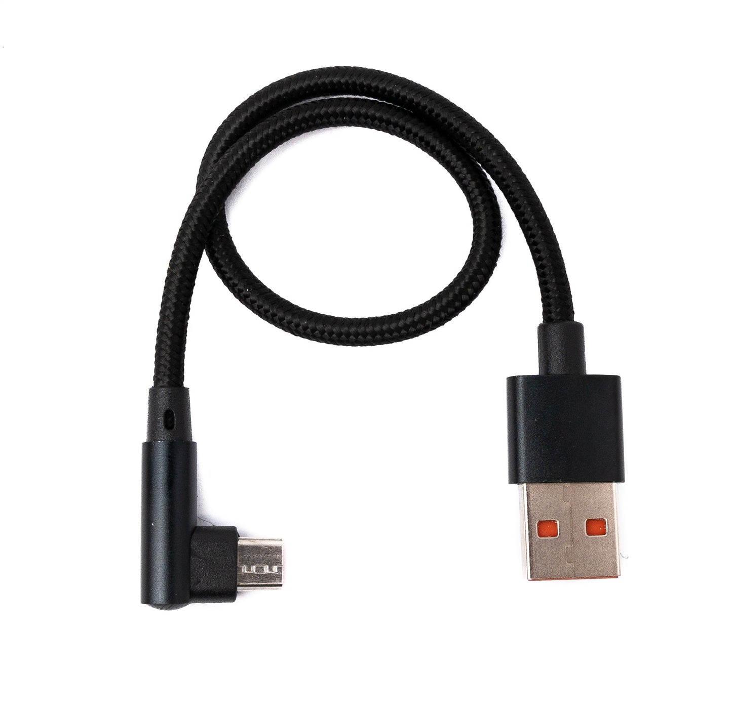 SYSTEM-S USB 2.0 Micro B Kabel 25 cm Stecker zu 2.0 A Stecker Winkel geflochten 480 Mbit/s
