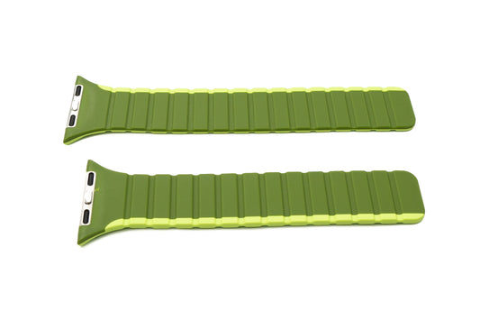 SYSTEM-S armband 38 40 41 mm úr sílikoni, sveigjanlegu segulmagni fyrir Apple Watch snjallúr, grænt, ljósgrænt