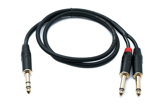 SYSTEM-S Hljóðsnúra með Y-tengi, 100 cm, 1x 6,35 mm 2-pinna tengi í 2x AUX tengi