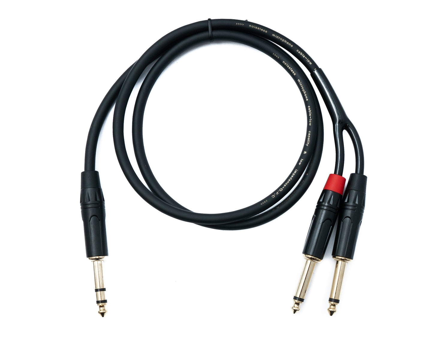 SYSTEM-S Hljóðsnúra með Y-tengi, 100 cm, 1x 6,35 mm 2-pinna tengi í 2x AUX tengi
