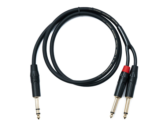 SYSTEM-S Hljóðsnúra með Y-tengi, 100 cm, 1x 6,35 mm 2-pinna tengi í 2x AUX tengi