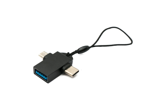 SYSTEM-S USB Y millistykki 3.1 Tegund C & 2.0 Micro B karlkyns í 3.0 A kvenkyns lykkja í svörtu