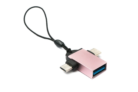 SYSTEM-S USB Y millistykki 3.1 Tegund C & 2.0 Micro B karlkyns í 3.0 A kvenkyns lykkja í bleiku