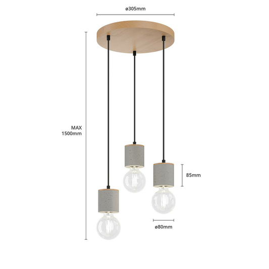 B-lager Envostar Jasper hengiljós loftlampi 3 perur hringlaga