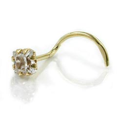 Nefstykki 3mm spíral með hvítum sirkonsteinum 14Kt gulli