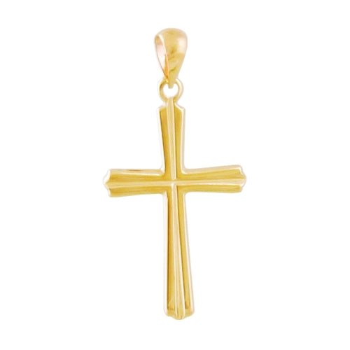 Pendant 25x15mm cross with groove in cross beam 9Kt GOLD
