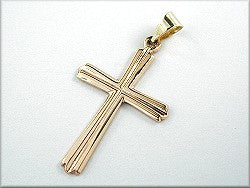 Pendant 25x15mm cross with groove in cross beam 9Kt GOLD