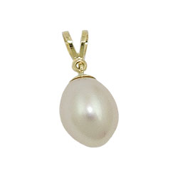 Pendant approx. 10mm x 8.5mm freshwater cultured pearl oval 9Kt GOLD
