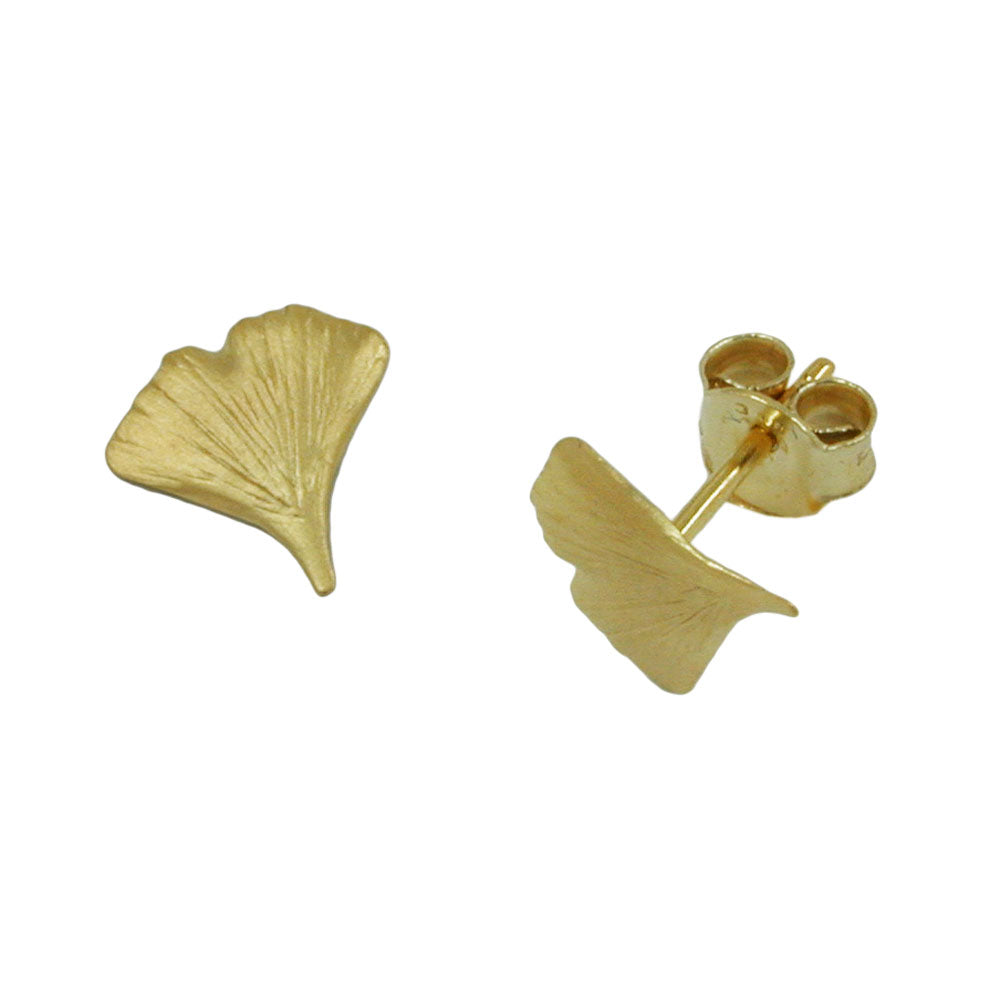 Eyrnalokkar 9mm ginkgo lauf matt 9Kt gull