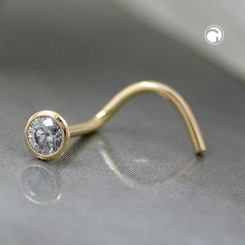 Nefstykki 2,5 mm með hvítum sirkonsteinum 18 karata gulli