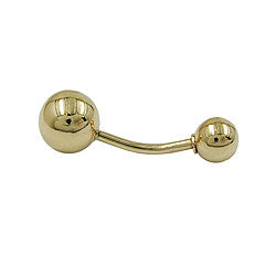 Bauchnabelpiercing Banana 21x7mm große Kugel und Kugel glänzend 14Kt GOLD