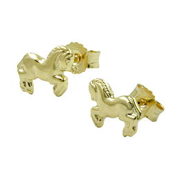Eyrnalokkar 6x7mm hestar glansandi 9K gull