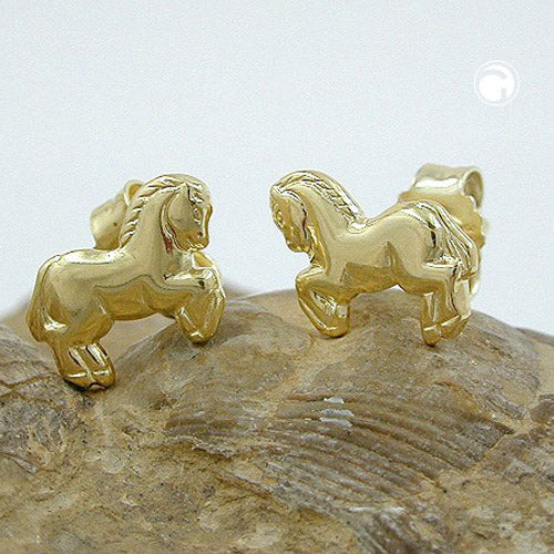 Eyrnalokkar 6x7mm hestar glansandi 9K gull