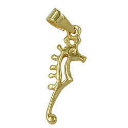 Pendant 22x7mm seahorse shiny 9Kt GOLD