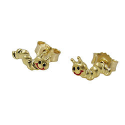 Eyrnalokkar 4x8mm ormur mattgljáandi litaður 9Kt gull