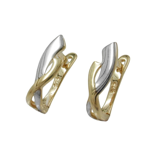 Creole earring 13x4mm folding hinge bicolor 9K GOLD
